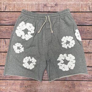 NEW Denim Tears Cotton Wreath Shorts Grey Size XL